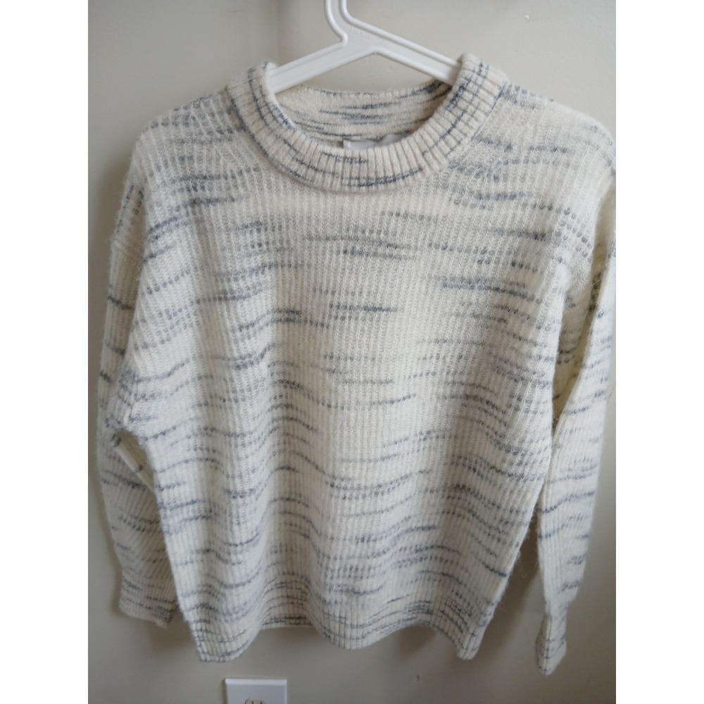 Everlane Alpaca Blend Marled Striped‎ Mock Neck Cropped Sweater Women's Size M